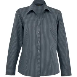 Ladies Quest Long Sleeve Blouse GreyWhite